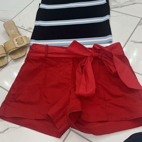 LOFT Tie Waist Shorts in Red Sz 4 NWOT - Picture 6 of 10